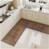 Hixingo Tappeto Cucina Antiscivolo Lavabile a Forma di L, Passatoia Cucina in Diatomite Assorbente Asciugatura Rapida, Stile Moderno Tappetino per Bagno Lavanderia (Tavola di legno,120x120cm)