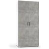 Terraneo Yellowshop - Armadio mobile 2 ante 4 ripiani L90xP45xH195 cm Compos bianco cemento texture 3d