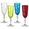 Omada Design 4 Bicchieri Champagne in acrilico, Flutes per uso all'aperto, Lavabili in Lavastoviglie, Made in Italy, Linea Diamond, Colori Assortiti