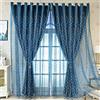 Siunwdiy Soggiorno Moderno Doppio Strato Doppio Pizzo Tenda Tenda Set Di Tenda, Camera Guest Window Tende Per Finestre Decorazione Con Occhielli, 1 Camera,Sapphire blue,200X270cm