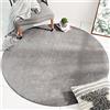 LONGSAO Moderno Lavabile in Lavatrice Tappeto Rotondo Tappeto Vintage Salotto Soggiorno Camera da Letto Cucina Tappeto Moda tinta unita grigio tondo, ø 110CM