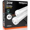 Eurocali Tubo LED 150cm 20W in VETRO 2100 lumen - Luce Bianco Caldo 3000K - Sostituzione Neon Tubo T8 - Pacco da 2 tubi