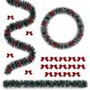 UISEBRT Ghirlanda natalizia artificiale con 36 fiocchi rossi, ghirlanda decorativa per albero di Natale, accessori per feste, giardino, matrimoni, camino, scale, verde scuro, 12 m