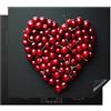 KitchenYeah© Protector Vitroceramica 58x51 cm Tapa para induccion Placa Encimera Cubre de Protectora Cocina Cerezas - Corazón - Rojo - Negro - Regalo de San Valentín