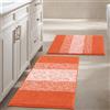 Vaukki Set di 2 tappeti da bagno di lusso, morbidi e antiscivolo, lavabili, in microfibra, a pelo lungo, assorbente, a righe, per vasca, bagno e doccia (45 x 66 cm, 50 x 81 cm, arancione)