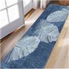 Siunwdiy Tappeto Blu 1.3 Metri con Stampa 3D Piume Moderna - Passatoia Lavabile per Corridoio Lungo, Cucina e Lavanderia, Morbido Rivestimento Antiscivolo adatto a Esterni/Interni‌ 60x130 cm