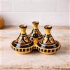 Generico Mini Tajine Triplo Porta Spezie in Ceramica Terracotta Marocchina di Safi - Eleganza Artigianale 3012250803 Tunisia Turchia Etnico del Modno