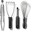 OXO Set di 4 Utensili da Cucina Essenziali Set di Gadget 4 Pezzi, Inossidabile, Acciaio Inox