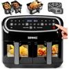 Duronic AF34 BK Friggitrice ad Aria XXL, Air Fryer 2400W, Fornetto elettrico 2 cestelli e 1 cestello grande, Friggitrice senza olio, Friggitrice ad aria calda, Cottura sincronizzata, Pollo, patate