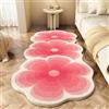 Hearda Tappeto Morbido Pelo Corto Moderno, Tappeto Imitazione Cashmere Camera da Letto Salotto con Fondo Antiscivolo Stile Fiore Tappetino Lavabile per Soggiorno (Rosa,60x160cm)