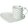 BRANDANI Set Tazza Mug con Vassoio Amore 51662 Cuore Porcellana Bone China Bianco Oro