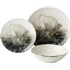 CER-POR Set piatti MARBELLA | 18 pezzi effetto marmo porcellana per tavole minimal chic. 18 Pezzi. Per 6 Persone