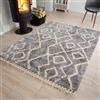 TAPISO Versay Fringes Tappeto Soggiorno Frange Pelo Lungo Shaggy Degign Moderno Motivo Astratto Geometrico Grigio Scuro Salotto Camera Scendiletto Cameretta Oeko-Tex 120 x 170 cm