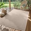 SIMPEX Tappeto da Esterno Beige 200x290 cm, Resistente agli Agenti Atmosferici & UV, Cucina, Balcone, Terrazza, Soggiorno e Sala da Pranzo, Design a tinta unita con bordo