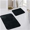 Teppich-Traum Tappeto Bagno Tappeto Toilette Set 2 Pezzi Lavabili Antiscivolo in Nero, 50x60cm + 60x100 cm