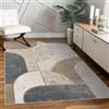 Paco Home Tappeto Soggiorno Camera Da Letto Pelo Corto Geometrico Ad Arco Design Astratto Ottica 3D Decorazione Grigio Beige, Dimensione:80x300 cm