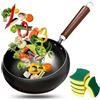 Generic Pannella Wok giapponese in ghisa, pentola sana non rivestita con coperchio, Woks in acciaio al carbonio tradizionale, padelle antiaderenti martellate a mano fatte in Giappone, per Smooth-Surface 26cm
