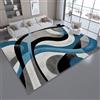Generic Tappeti per la camera da letto 160 x 230 cm Tappeto di flanella da Curve Astratte Moderne Lavabile in lavatrice, decorazione per bambini e adolescenti per soggiorno, sala da pranzo, Grigio Blu