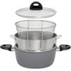 Aeternum Friggi Vapo Poke 4 in 1 Linea Hawaian Dream Aeternum | Casseruola 22cm con Cestello per Cottura a Vapore, Cestello per Frittura e Coperchio incluso. Fondo in Acciaio adatto ai Piani ad Induzione
