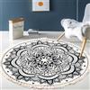 Tomifine Tappeto con Nappe Bohémien Tappeto Lavabile, Tappeti da Salotto rotondo, Tappeto Stampato Ingresso Tessuto Stampato per Camera da Letto, Cucina (120cm,Nero Bianco)