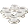 OZ HOME Set Tazzine da Caffè 12 Pezzi con Piattini, Servizio Espresso per 6 Persone | BRICARD Albi | 100 ml Ceramica Grigio Chiaro, Tazzine Moka e Caffè Turco, Lavastoviglie e Microonde, Idea Regalo