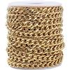 Cheriswelry Catene cubane dorate da 10 m, 6 mm, arrotolate, in acciaio inox, con rocchetto, unisex, per realizzare gioielli e collari