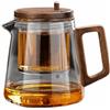 Generic Teiera in vetro trasparente da 650 ml, teiera da cucina con manico in legno, bollitore da caffè (stile 2 trasparente)