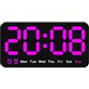 Whychstore Grande orologio digitale con temperatura, orologio da parete con schermo a LED, con 3 luminosità regolabili, per soggiorno, ufficio, garage, palestra, anziani (viola)