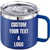 Xihedfd Tazza Personalizzabile con Foto Scritta da 350ml 410ml Mug Isolata con Nome Logo Testo Inciso Personalizzato Tazza da Caffè Personalizzata in Acciaio Inox con Manico Coperchio Regali per Donne Uomini