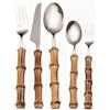 Royal Shang Youpin In Primo Piano Manico in Bambù Autentico Cucina Acciaio Inossidabile Posate Stoviglie Posate Coltelli Forchette Cucchiai Set Coltello Da Bistecca Per (Argento,5 pezzi)
