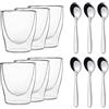 DUOS 6X bicchieri a doppia parete da 80ml + 6X cucchiai in acciaio inox - set di bicchieri termici con effetto fluttuante, bicchieri da caffè di Feelino