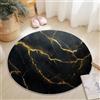 Generic Tappeto Salotto Rotondo Diametro 100 cm, Moderno Marmo Linea Stampa Antiscivolo Tondo Moquette, Soggiorno Bambini Camera,Cucina,Bagno,Domestica Decor Tappeti Oro Nero