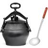 4BIG.fun Kazan Oriental 5L (4.6L) con mestolo in alluminio Kazan arrosto pentola Asia Gulasch decorativo pentola per carne campeggio