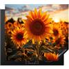 KitchenYeah© Coperchio Piano Cottura Cucina Copri Fornelli Tappetino | 60x52 cm - Induzione Antiscivolo Piastra Protezione Fiori - Girasole - Tramonto - Giallo