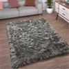 Paco Home Tappeto Salotto Pelliccia Finta Imitazione Pelo Lungo Cuscino Cuore Rotondo, Dimensione:90 cm tondo, Colore:Antracite