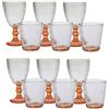 COSE DA CASA Set 12 Bicchieri 6 acqua 6 vino calici con piede in Vetro trasparente arancione da tavola Eleganti Stile Raffinatezza in casa per Ogni Tavola e Occasione bar hotel ristorante