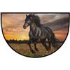 Mexpekil Zerbino a mezza luna con cavallo nero, per interni ed esterni, antiscivolo, lavabile, a semicerchio, assorbente, intrappola lo sporco, tappeto semicircolare per ingresso, 61 x 91 cm