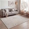 Paco Home Tappeto a pelo corto per soggiorno, motivi geometrici astratti moderni, effetto 3D, stile scandi classico, tinta unita Beige, Dimensione:160x220 cm