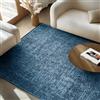SIMPEX Tappeto in Cotone Chenille Blu 200x290 cm Lavabile, Stile Boho, Antiscivolo e Morbido, Pelo Corto, Monocromatico Mélange, Per Soggiorno, Camera, Ufficio e Cucina