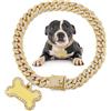 Hillban Collana per cani, collana con diamanti dorati con marchio di identità per animali domestici, in acciaio inox, collare in metallo, per passeggiate, per cuccioli, cani di piccola taglia (40,6 cm