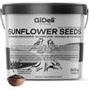 GiDeli Semi di girasole nero, 500 g, in secchio per uccelli selvatici, mangime per uccelli per tutto l'anno