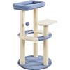 Soberine Tiragraffi per Gatti Albero Alto 90 cm con Trespolo Palla Giocattolo Tana Trasparente Torre Gatto Blu e Beige
