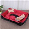 Odot Cuccia Cane Interno Taglia Grande, pelosa Animale Cuccia Cane Esterno, Stampa ossea Rettangolo Gatto Divano per Piccolo Letto Gatti, Fondo Antiscivolo, Lavabile (Rosso,XL)