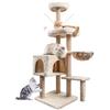 HOMIDEC Tiragraffi per Gatti,145cm Alberi tiragraffi,tiragraffi gatto stabile multilivello,Alberi per attività per gatti con 7 pali in sisal, 5 piattaforme, 2 nidi per gatti Mobili per animali da interno