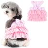 Ranphy Cane Vestito da Principessa per Cani di Piccola Taglia Ragazze Vestito a Righe Femmina con Papillon Cucciolo Carino Primavera Estate Gatto Tutu Gonna Abbigliamento Yorkie Chihuahua Rosa XL