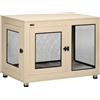 PawHut Gabbia arredamento per cani maxi con 2 porte 94x60x71.5cm Rovere | Cuscino lavabile, Gabbia moderna in acciaio, Cuccia da interno, Fino a 30 kg