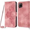 Netany Cover per Samsung Galaxy A22 4G/M22/M32 4G con Cordino, Flip Portafoglio Magnetica Custodia in Pelle, [2 Porta Carte][Chiusura Magnetica],Custodia Libro Antiurto Cover con Laccio (Rosa)