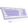 COLIKES Tastiera cablata ultra sottile con cavo USB, tasti a basso profilo, resistente alle fuoriuscite, tasti multimediali, compatibile con Windows, Mac, Chrome, Linux e Android, viola