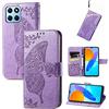 JIUNINE Cover per Honor X6 / Honor X8 5G / Honor 70 Lite, Custodia Libro in Pelle Portafoglio Case Flip Antiurto con Disegni di Farfalla [Porta Carte] [Magnetica] per Honor 70 Lite, Viola