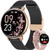 NAIXUES Smartwatch Donna con Chiamate, 1.39 Orologio Smartwatch Fisiologia Femminile Sonno Cardiofrequenzimetro SpO2, 120+ Modalità Sport Smart Watch Fitness Notifiche WhatsApp iOS Android Oro Nero